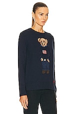 Polo Ralph Lauren Bear Long Sleeve Pullover Sweater in Navy Multi, view 2, click to view large image.