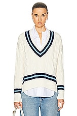 Polo Ralph Lauren Cricket Pullover Sweater in Cream & Navy, view 1, click to view large image.
