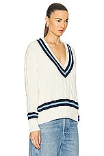 Polo Ralph Lauren Cricket Pullover Sweater in Cream & Navy, view 2, click to view large image.