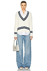 Polo Ralph Lauren Cricket Pullover Sweater in Cream & Navy, view 4, click to view large image.