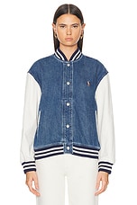 Polo Ralph Lauren Denim Unlined Bomber in Merl Wash, view 2, click to view large image.