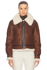 Polo Ralph Lauren Shearling Aviator Jacket in Brown & Cream, view 2, click to view large image.