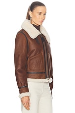 Polo Ralph Lauren Shearling Aviator Jacket in Brown & Cream, view 3, click to view large image.