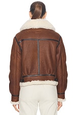 Polo Ralph Lauren Shearling Aviator Jacket in Brown & Cream, view 4, click to view large image.