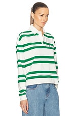 Polo Ralph Lauren Long Sleeve Rugby Top in Deckwash White & Hillside Green, view 2, click to view large image.