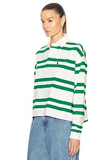 Polo Ralph Lauren Long Sleeve Rugby Top in Deckwash White & Hillside Green, view 3, click to view large image.