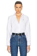 Polo Ralph Lauren Oxford Long Sleeve Button Up Shirt in White, view 1, click to view large image.