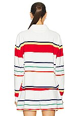 Polo Ralph Lauren Terry Cotton Rugby Stripe Shirt in Multi Stripe, view 3, click to view large image.