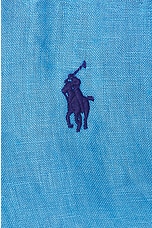Polo Ralph Lauren Linen Long Sleeve Shirt in Riviera Blue, view 5, click to view large image.
