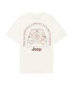 Philcos Jeep Road Less Traveled Boxy Tee in Cream Pigment, view 1, click to view large image.