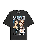 Philcos Aaliyah Princess Of R&amp;B Oversized Tee in Black Pigment, view 1, click to view large image.