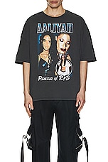 Philcos Aaliyah Princess Of R&amp;B Oversized Tee in Black Pigment, view 4, click to view large image.