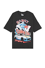 Philcos Pabst Supercool Racing Oversized Tee in Black Pigment, view 1, click to view large image.