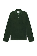 Palmes Towel Long Sleeve Polo in Green, view 1, click to view large image.