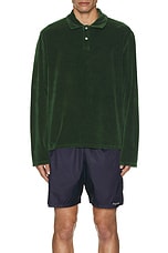 Palmes Towel Long Sleeve Polo in Green, view 3, click to view large image.