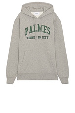 Palmes Mats Hooded Sweatshirt in Grey Melange & Green, view 1, click to view large image.