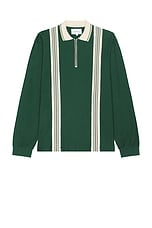 Palmes Rio Ls Zip Polo Shirt in Dark Green, view 1, click to view large image.