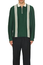 Palmes Rio Ls Zip Polo Shirt in Dark Green, view 3, click to view large image.