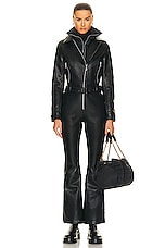 Perfect Moment Cameron Ski Suit in Black Faux Leather, view 1, click to view large image.