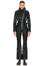 Perfect Moment Cameron Ski Suit in Black Faux Leather, view 2, click to view large image.