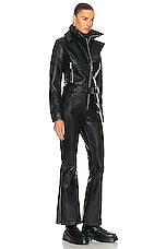 Perfect Moment Cameron Ski Suit in Black Faux Leather, view 3, click to view large image.