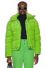 Perfect Moment Jumbo Cord Short Down Jacket in Pear Green, view 1, click to view large image.