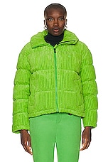 Perfect Moment Jumbo Cord Short Down Jacket in Pear Green, view 2, click to view large image.