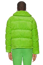 Perfect Moment Jumbo Cord Short Down Jacket in Pear Green, view 4, click to view large image.