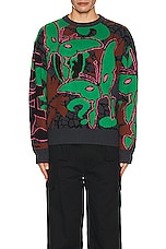 P.A.M. Perks and Mini Coppice Graphic Crew Neck Knit in Multi, view 3, click to view large image.