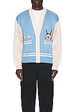 P.A.M. Perks and Mini Marpi Varsity Knit Cardigan in Dusty, view 3, click to view large image.