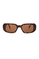 Prada Oval Frame Sunglasses in Brown, view 1, click to view large image.