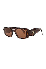 Prada Oval Frame Sunglasses in Brown, view 2, click to view large image.