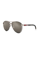 Prada Aviator Frame Sunglasses in Black And Grey, view 2, click to view large image.
