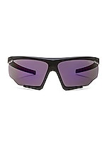 Prada Linea Rossa Shield Frame Sunglasses in Black & Purple, view 1, click to view large image.