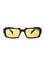 Prada Rectanglular Frame Sunglasses in Black & Yellow, view 1, click to view large image.