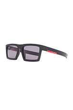 Prada Linea Rossa Rectangle Sunglasses in Matte Black, view 2, click to view large image.