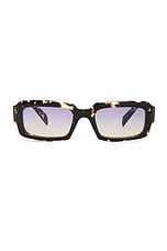 Prada Rectangular Frame Sunglasses in Black Crystal, view 1, click to view large image.