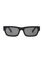 Prada Rectangular Frame Sunglasses in Black, view 1, click to view large image.
