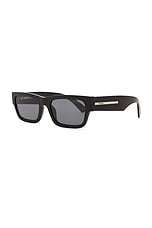Prada Rectangular Frame Sunglasses in Black, view 2, click to view large image.