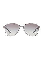 Prada Linea Rossa Aviator Sunglasses in Gunmetal, view 1, click to view large image.