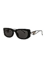 Prada Rectangle Sunglasses in Black & Dark Grey, view 2, click to view large image.