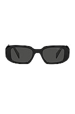 Prada Scultoreo Narrow Sunglasses in Black, view 1, click to view large image.