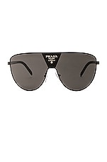 Prada Shield Sunglasses in Black, view 1, click to view large image.