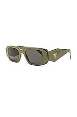Prada Rectangular Sunglasses in Green, view 2, click to view large image.