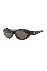 Prada Oval Sunglasses in Black, view 2, click to view large image.