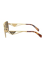 Prada Aviator Sunglasses in Gold & Dark Green, view 3, click to view large image.