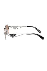 Prada Rectangle Sunglasses in Silver & Mirror Light Brown, view 3, click to view large image.
