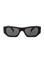 Prada Rectangle Sunglasses in Black, view 1, click to view large image.