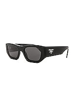 Prada Rectangle Sunglasses in Black, view 2, click to view large image.