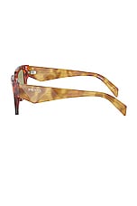 Prada Square Sunglasses in Amber Havana & Green, view 3, click to view large image.